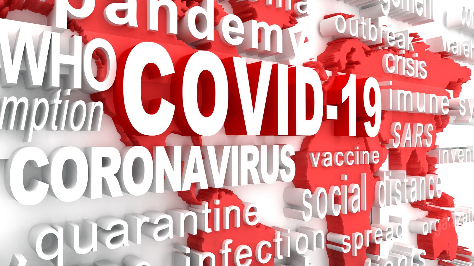 Covid 19, pandemic, quarantin words